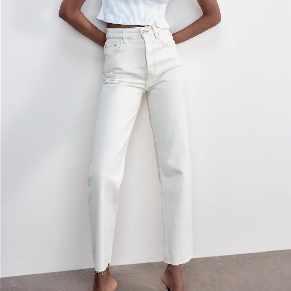Zara white straight leg jeans